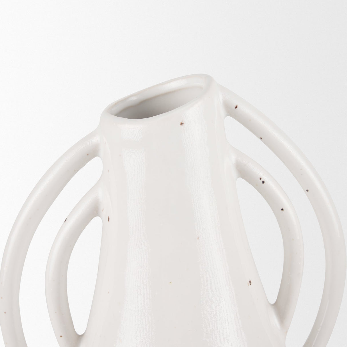 Urvi Tall Off White Speckled Asymmetrical Ceramic Vase by Mercana at Eve Furniture