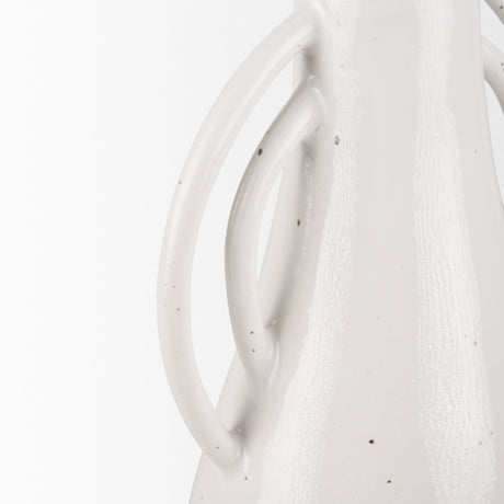 Urvi Tall Off White Speckled Asymmetrical Ceramic Vase by Mercana at Eve Furniture
