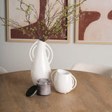 Urvi Tall Off White Speckled Asymmetrical Ceramic Vase by Mercana at Eve Furniture