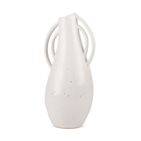 Urvi Tall Off White Speckled Asymmetrical Ceramic Vase by Mercana at Eve Furniture