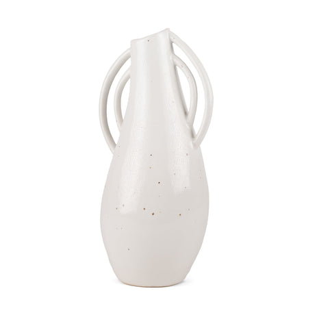 Urvi Tall Off White Speckled Asymmetrical Ceramic Vase by Mercana at Eve Furniture