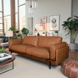 Utica Premium Genuine Leather Living Room Sofa with Metal Legs & Sustainable Materials