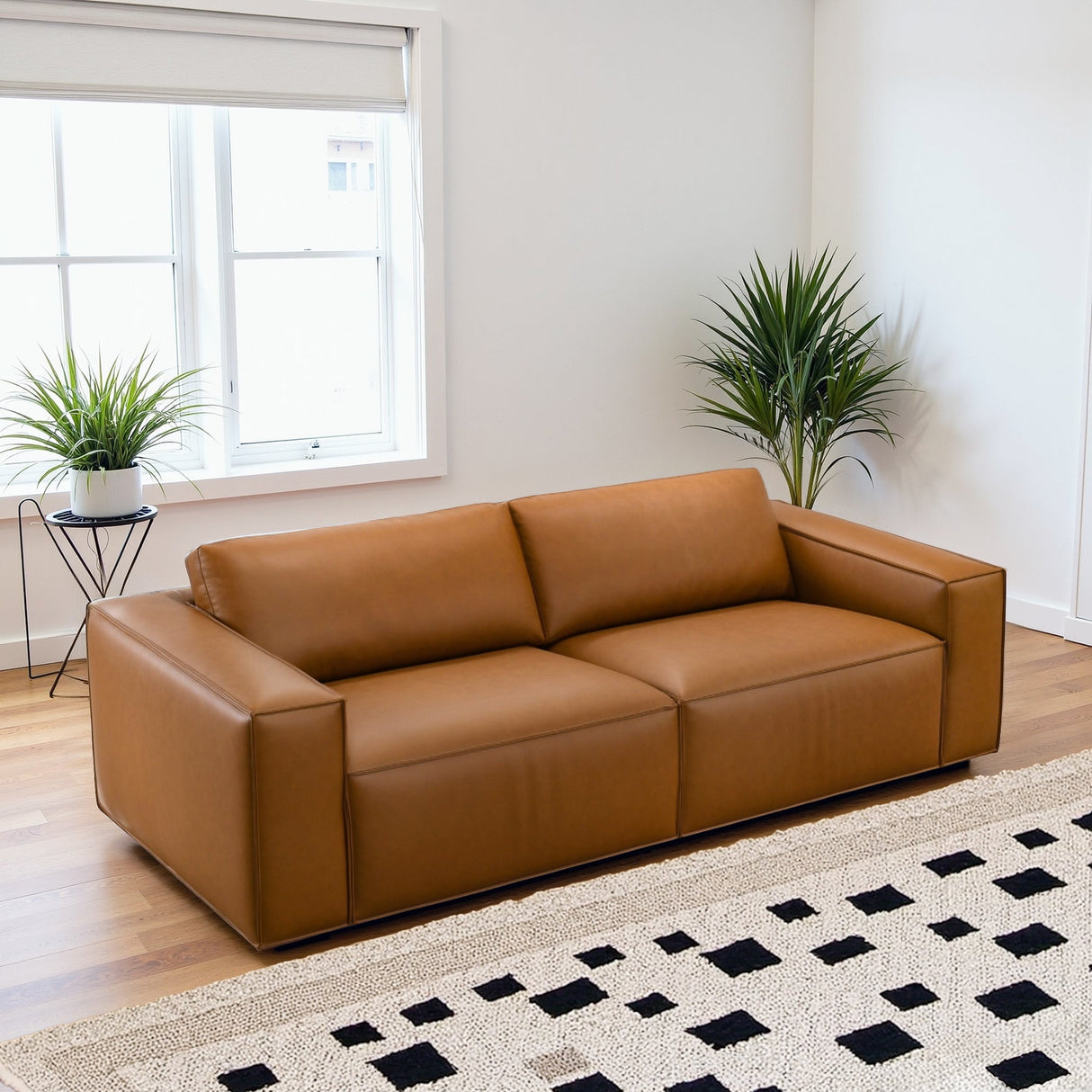 Uvalde Mid-Century Modern Vegan Leather Luxurious Sofa by Ashcroft Furniture at Eve Furniture