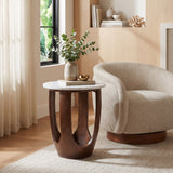 Vaan White & Walnut Side Table by Zuomod at Eve Furniture