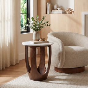 Vaan White & Walnut Side Table by Zuomod at Eve Furniture