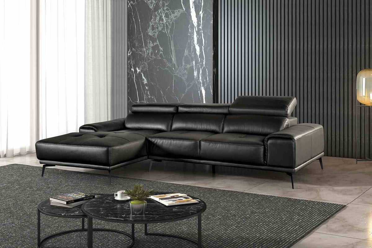 Vadso Black Sectional with Left Chaise by Furniture of America at Eve Furniture