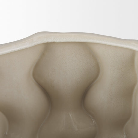 Vahn Sculptural Cream Glazed Decorative Ceramic Bowl by Mercana at Eve Furniture