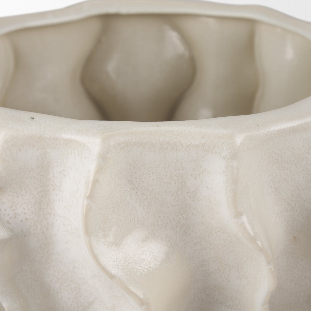 Vahn Sculptural Cream Glazed Decorative Ceramic Bowl by Mercana at Eve Furniture