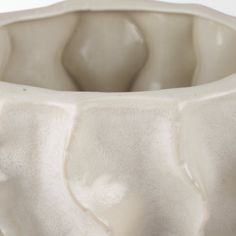 Vahn Sculptural Cream Glazed Decorative Ceramic Bowl by Mercana at Eve Furniture