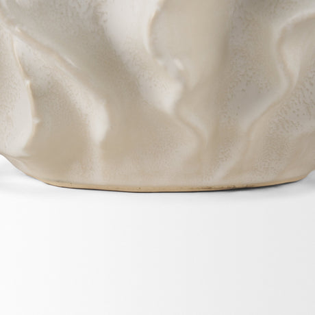 Vahn Sculptural Cream Glazed Decorative Ceramic Bowl by Mercana at Eve Furniture