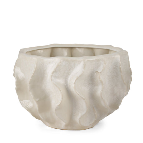 Vahn Sculptural Cream Glazed Decorative Ceramic Bowl by Mercana at Eve Furniture