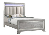Vail Gray King LED Upholstered Panel Bed by Crown Mark at Eve Furniture