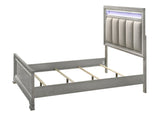 Vail Gray LED Upholstered Panel Bedroom Set by Crown Mark at Eve Furniture