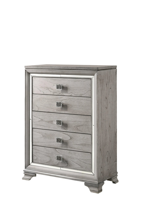 Vail Gray LED Upholstered Panel Bedroom Set by Crown Mark at Eve Furniture