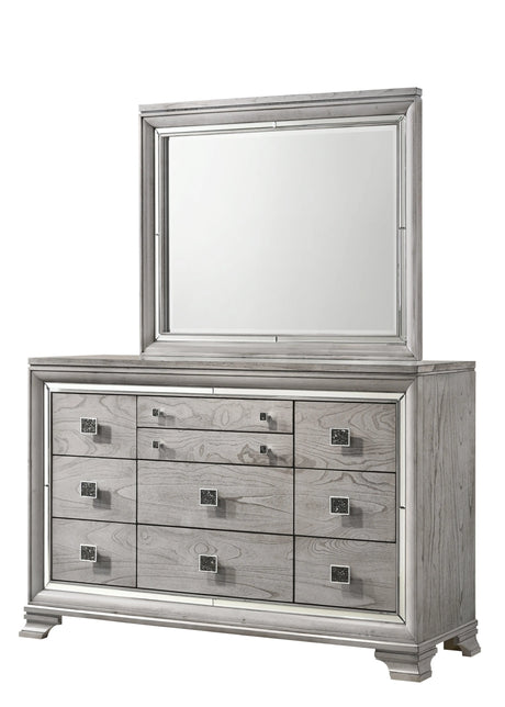 Vail Gray LED Upholstered Panel Bedroom Set by Crown Mark at Eve Furniture