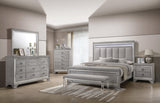 Vail Gray Queen LED Upholstered Panel Bed by Crown Mark at Eve Furniture