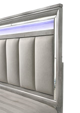 Vail Gray Queen LED Upholstered Panel Bed by Crown Mark at Eve Furniture