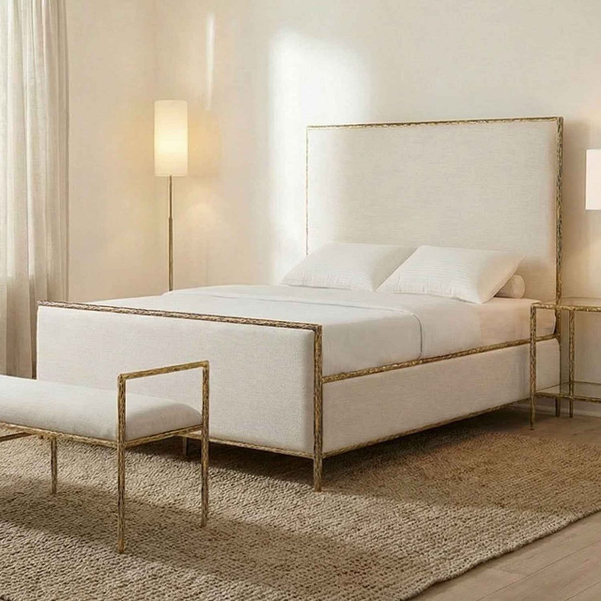 Valda Matte Gold Queen Bed by Furniture of America at Eve Furniture