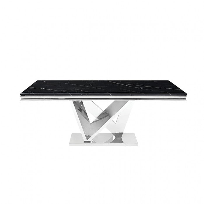 Valdevers Black/Chrome Dining Table by Furniture of America at Eve Furniture
