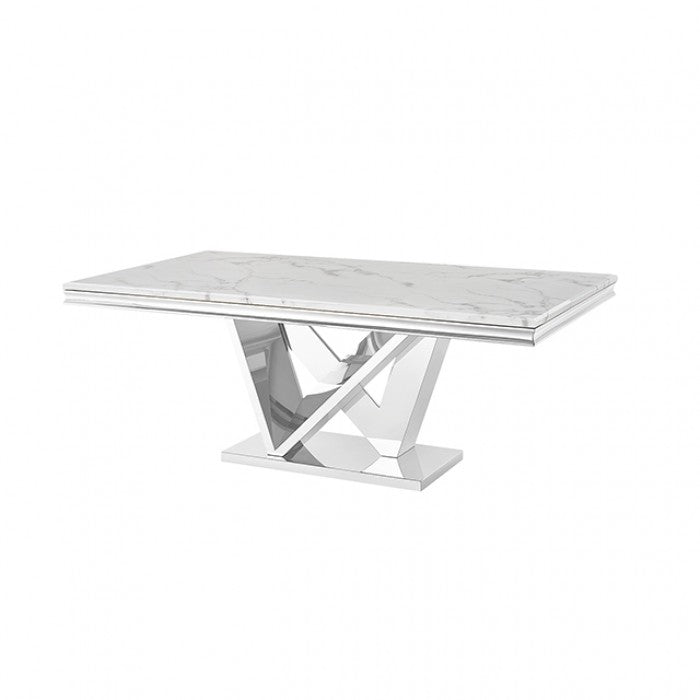 Valdevers Chrome Dining Table by Furniture of America at Eve Furniture