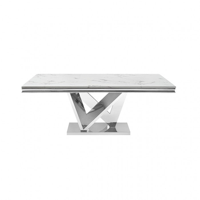 Valdevers Chrome Dining Table by Furniture of America at Eve Furniture
