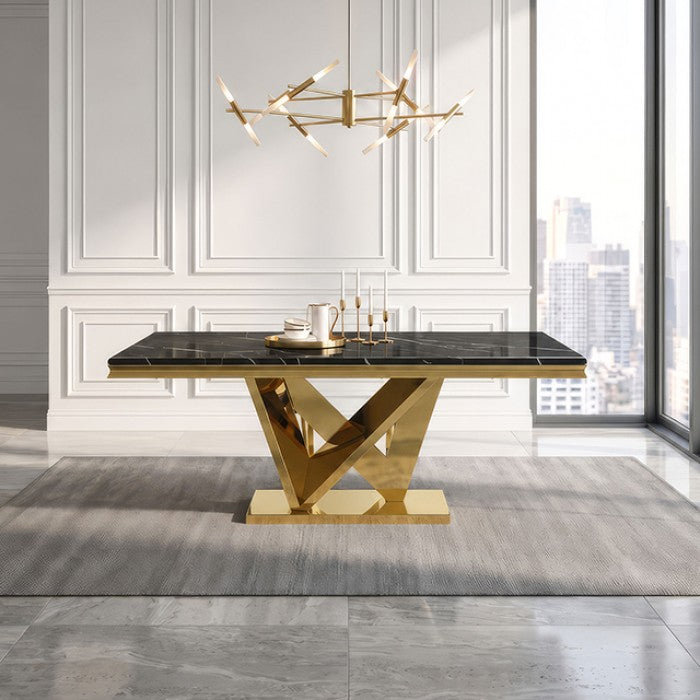 Valdevers Gold/Black Dining Table by Furniture of America at Eve Furniture
