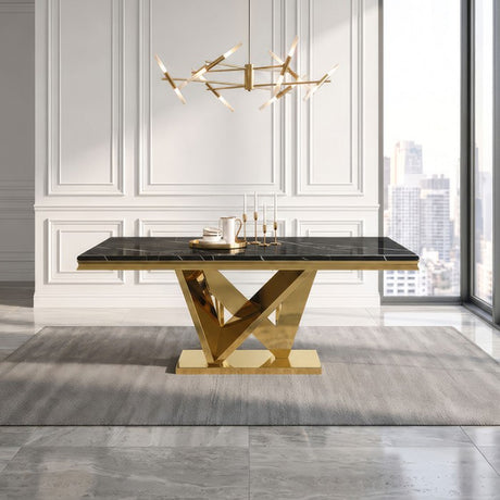 Valdevers Gold/Black Dining Table by Furniture of America at Eve Furniture
