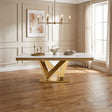Valdevers Gold/White Dining Table by Furniture of America at Eve Furniture