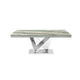 Valdevers Green/Chrome Dining Table by Furniture of America at Eve Furniture