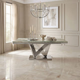 Valdevers Green/Chrome Dining Table by Furniture of America at Eve Furniture