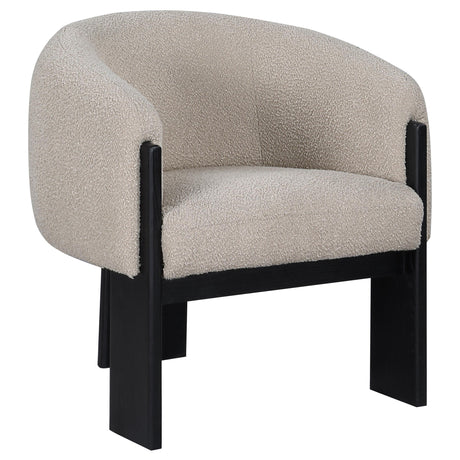 Valdez Beige Boucle Upholstered Barrel Back Accent Chair by Coaster at Eve Furniture