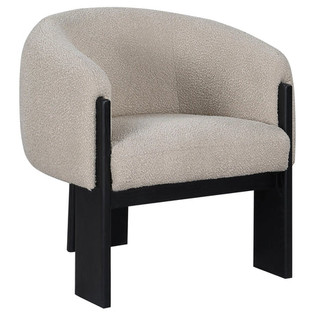 Valdez Beige Boucle Upholstered Barrel Back Accent Chair by Coaster at Eve Furniture