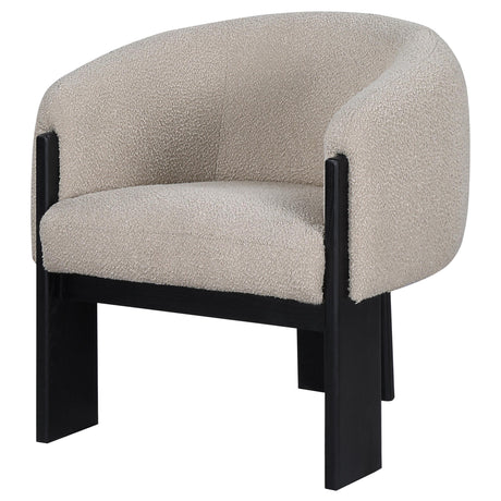 Valdez Beige Boucle Upholstered Barrel Back Accent Chair by Coaster at Eve Furniture