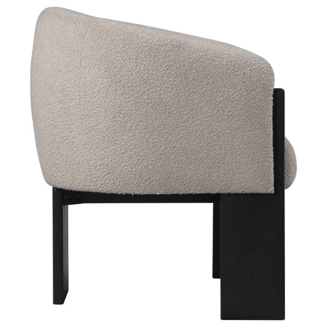Valdez Beige Boucle Upholstered Barrel Back Accent Chair by Coaster at Eve Furniture
