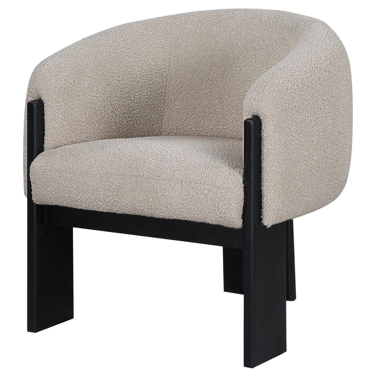 Valdez Beige Boucle Upholstered Barrel Back Accent Chair by Coaster at Eve Furniture