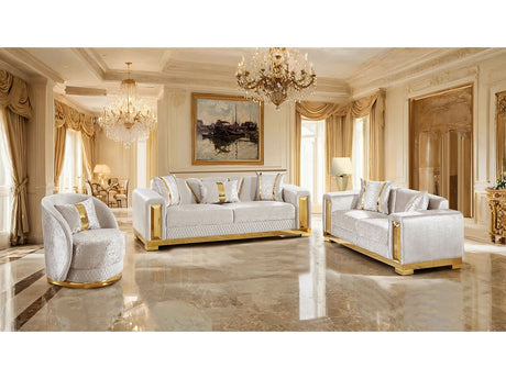 Valdosta Beige/Gold Sofa & Loveseat by Furniture of America at Eve Furniture