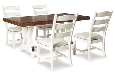 Valebeck Beige/White Dining Table and 4 Chairs by Ashley at Eve Furniture