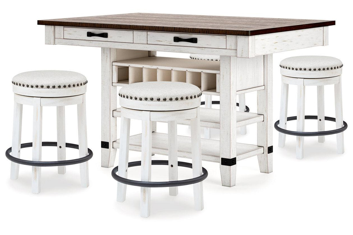 Valebeck Bistro and Bar Table Set In Brown and White by Ashley at Eve Furniture