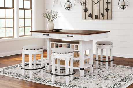 Valebeck Bistro and Bar Table Set In Brown and White by Ashley at Eve Furniture