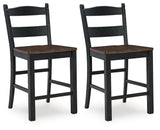 Valebeck Black/Brown Counter Height Barstool, Set of 2