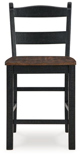 Valebeck Black/Brown Counter Height Barstool, Set of 2