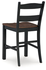 Valebeck Black/Brown Counter Height Barstool, Set of 2