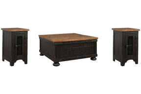 Valebeck Black/Brown Coffee Table and 2 Chairside End Tables by Ashley at Eve Furniture