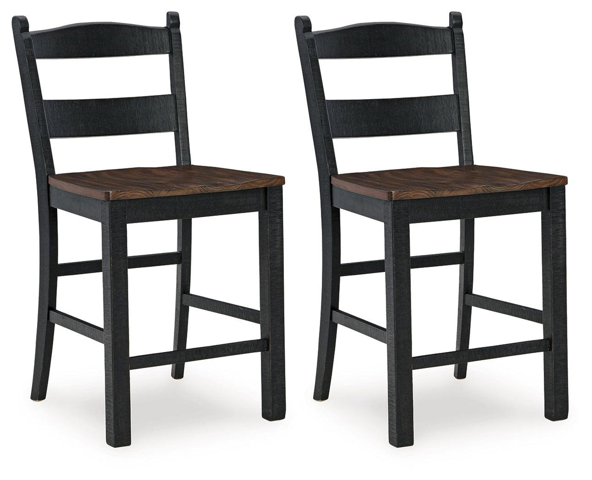 Valebeck Black/Brown Counter Height Barstool, Set of 2 by Ashley at Eve Furniture