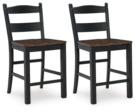 Valebeck Black/Brown Counter Height Barstool, Set of 2 by Ashley at Eve Furniture