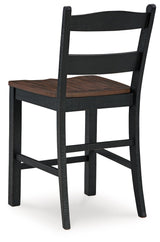 Valebeck Black/Brown Counter Height Barstool, Set of 2 by Ashley at Eve Furniture