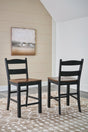 Valebeck Black/Brown Counter Height Barstool, Set of 2 by Ashley at Eve Furniture
