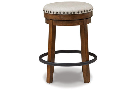 Valebeck Counter Height Dining Room Set In White and Brown by Ashley at Eve Furniture