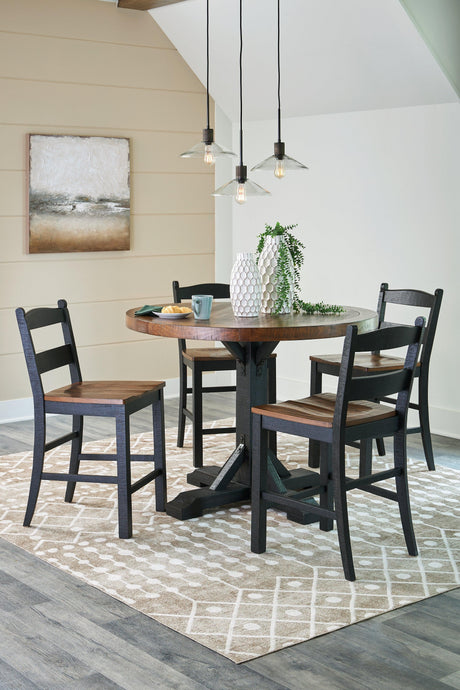 Valebeck Counter Height Dining Table and 4 Barstools with Storage in Multi by Ashley at Eve Furniture