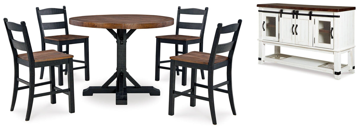 Valebeck Counter Height Dining Table and 4 Barstools with Storage in Multi by Ashley at Eve Furniture